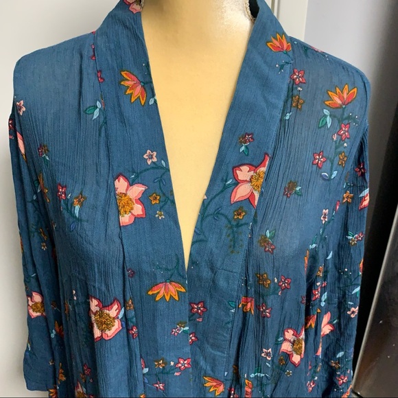 BLUE RAIR  FLORAL KIMONO CARDIGAN SHRUG SIZE L - Picture 7 of 7